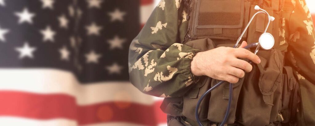 Concept of Military Doctor and American Flag